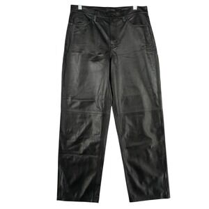 Banana Republic High Rise Straight 100% Lamb Leather Pants Women Size 29 32x27.5